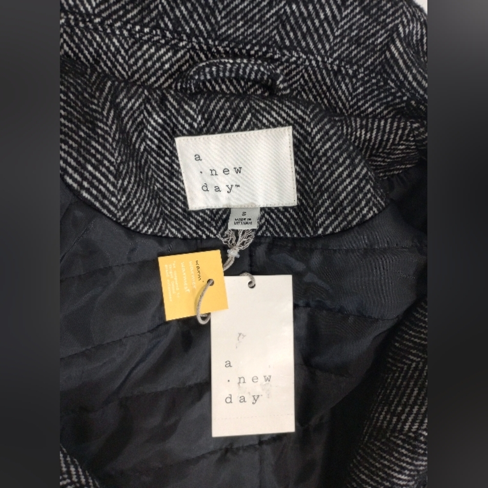NWT Women's A New Day oversized herringbone overcoat jacket, pea coat, Small - Picture 5 of 7